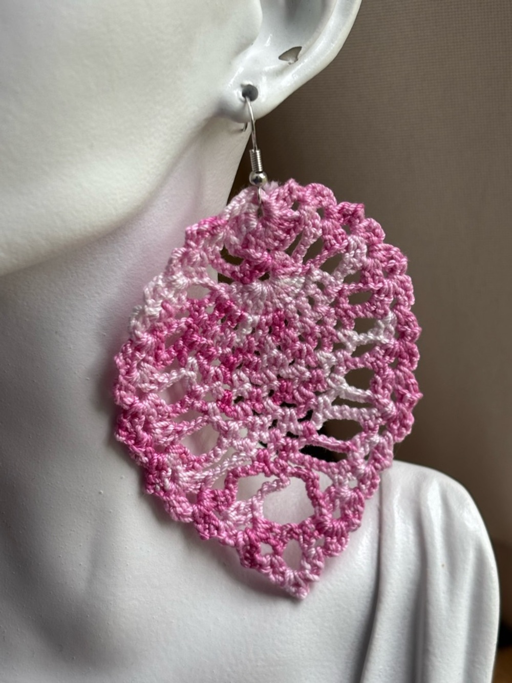 Large Hand Crocheted Earrings